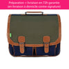 Cartable Tann's personnalisé CE2 CM1 CM2 Kaki bleu marine