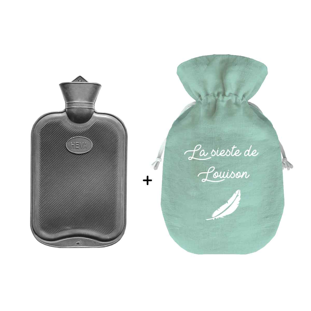 Bouillotte fête des mères en lin de couleur rose parme personnalisée