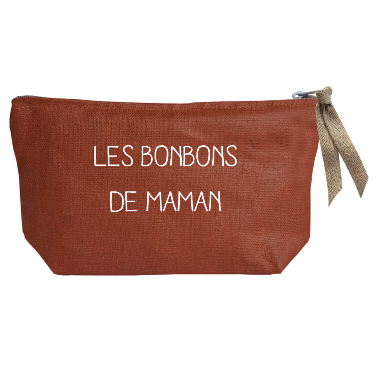 Petite pochette Cadeau Fête des Mères / Grand-mères personnalisé Terracotta Lin