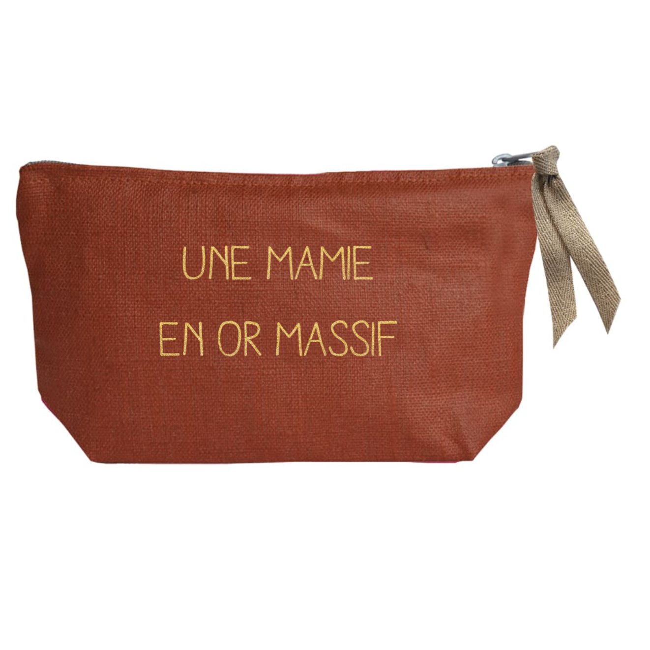 Petite pochette Cadeau Fête des Mères / Grand-mères personnalisé Terracotta Lin