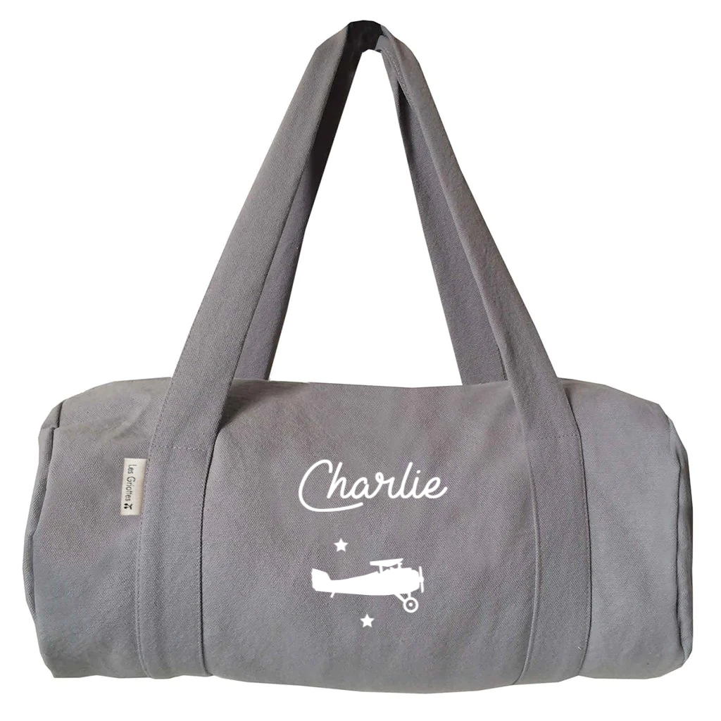 Sac à langer Cadeau Bébé personnalisé Gris ciment Coton
