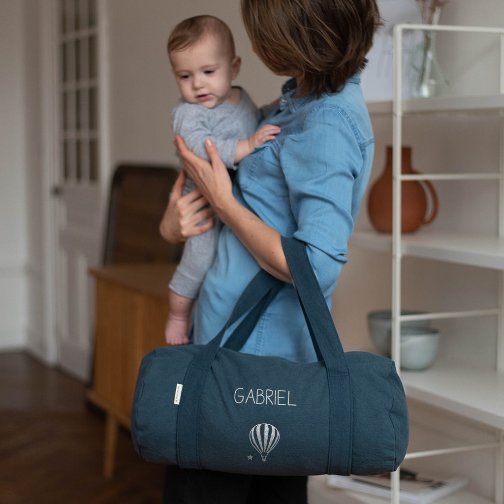 Sac à langer Cadeau Bébé personnalisé Vert amande Coton