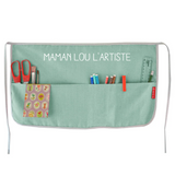 Tablier cadeau fête des mères et grands-mères personnalisé Vert amande Lin enduit