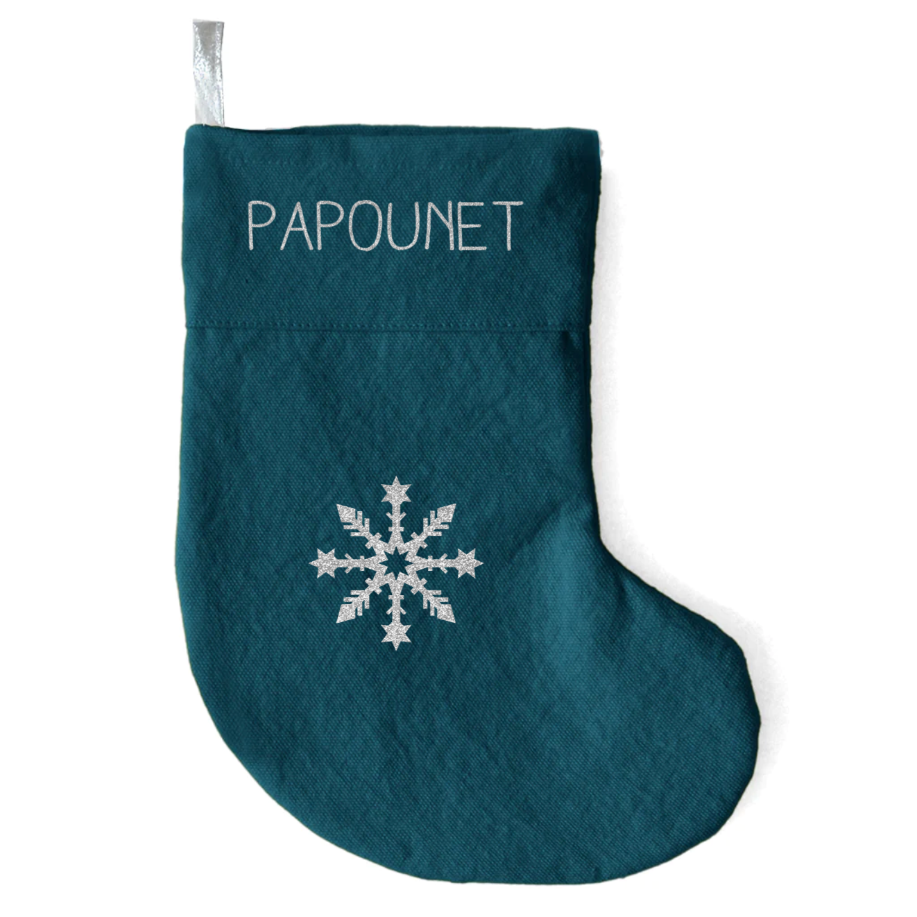 Chaussette Cadeau de Noël personnalisé bleu pétrole