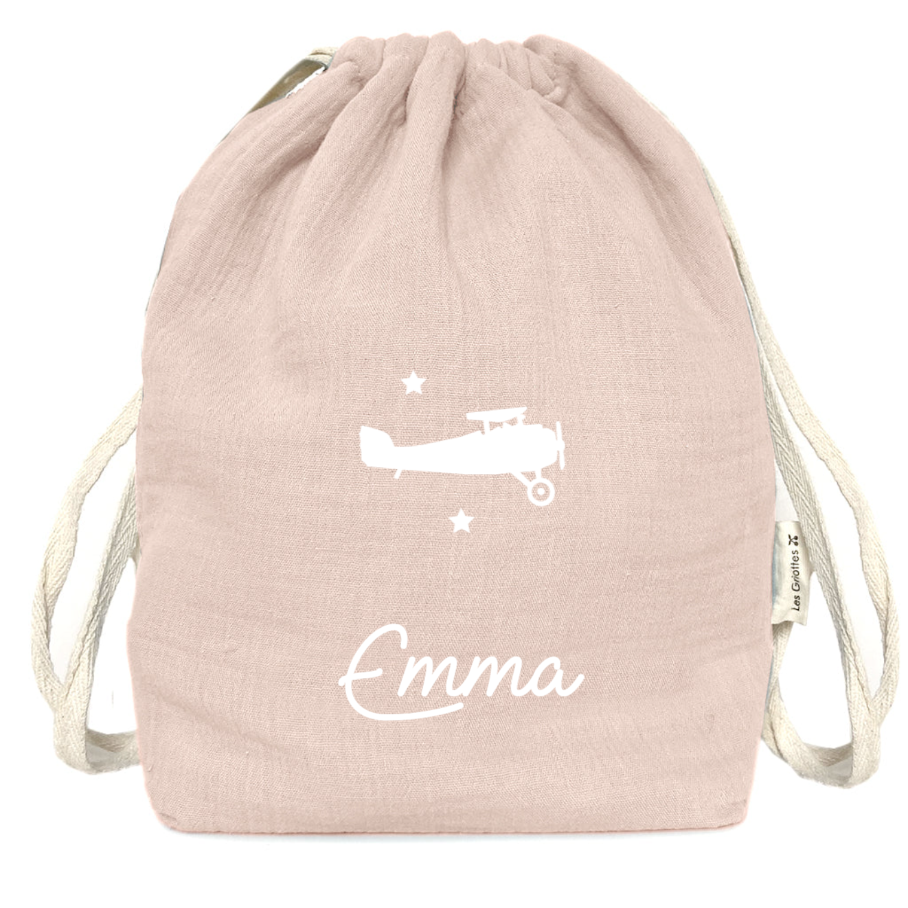 Sac à dos Cadeau bébé personnalisé Rose poudré Gaze de coton