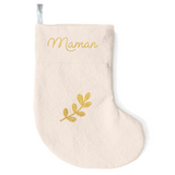 Chaussette Cadeau de Noël  personnalisé crème