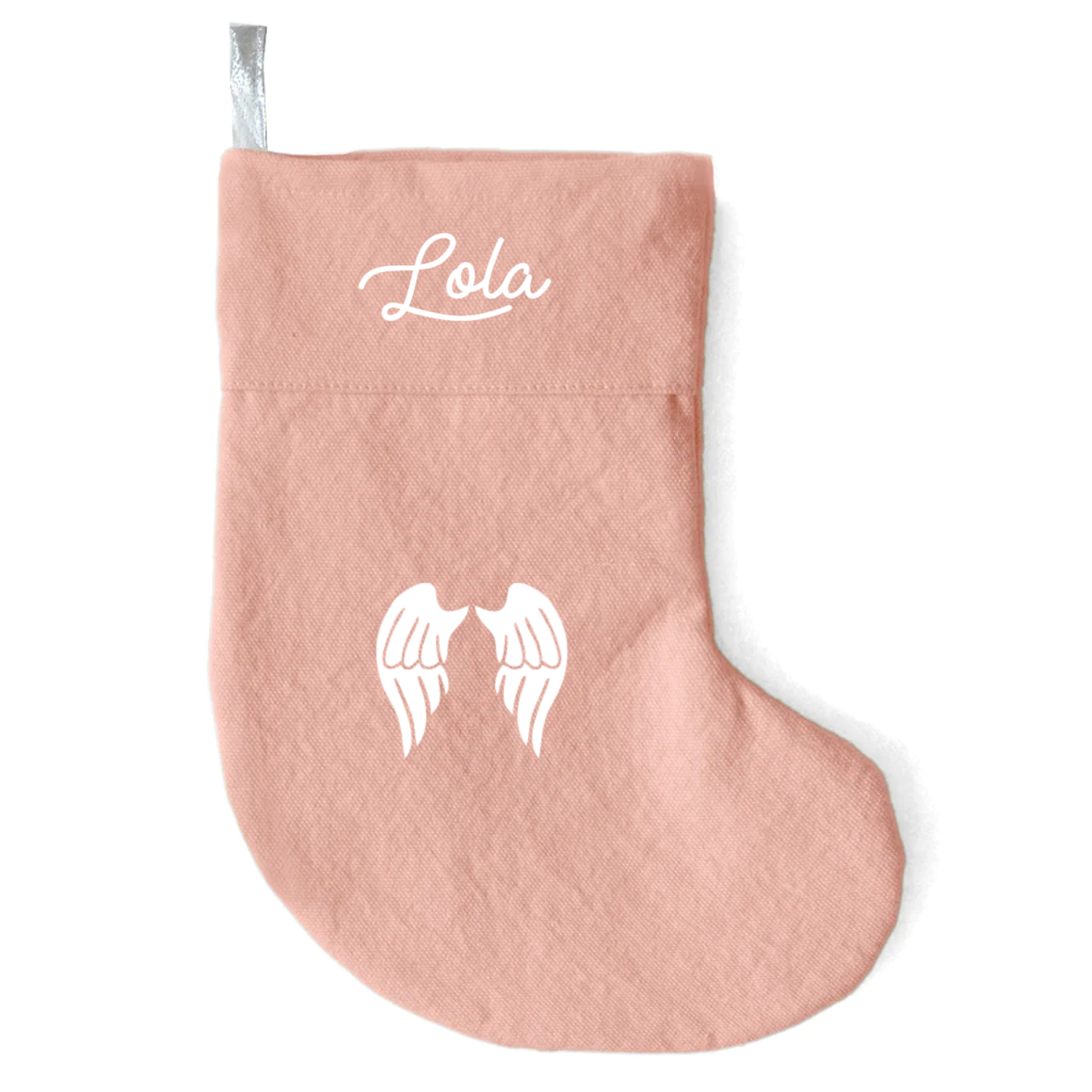 Chaussette Cadeau de Noël  personnalisé rose poudré