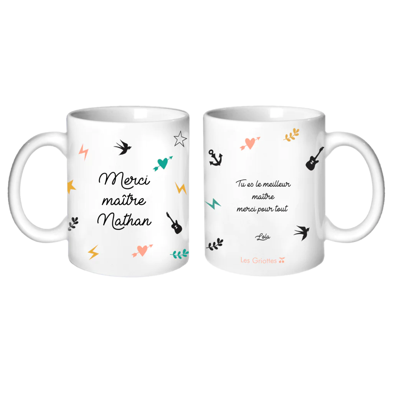 Mug Cadeau Maîtresse Nounou personnalisé Motifs Tatoo 325ml