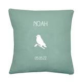 Coussin Cadeau Bébé personnalisé Vert amande Lin