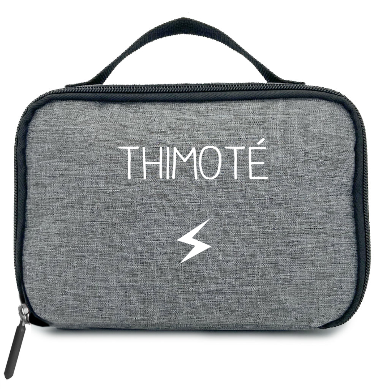 Sac à goûter isotherme Petit modèle Ecole personnalisé gris chiné