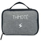 Sac à goûter isotherme Petit modèle Ecole personnalisé gris chiné