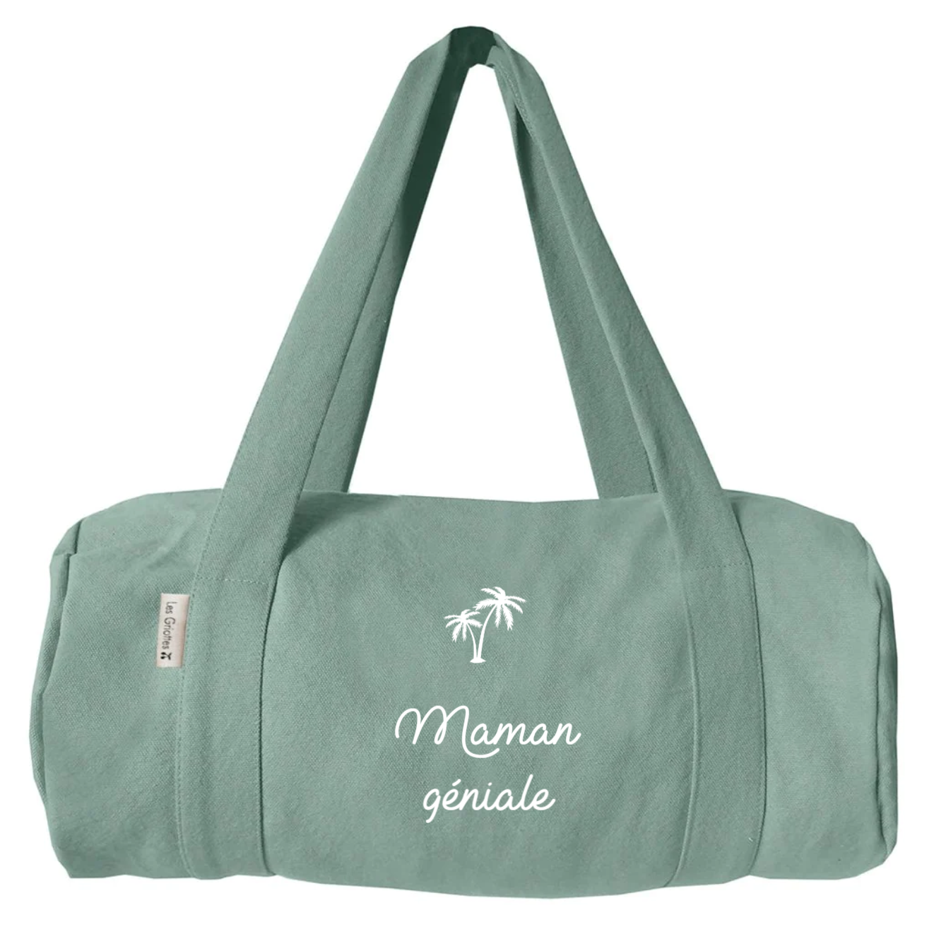 Sac polochon Cadeau Fête des Mères / Grand-mères personnalisé Vert amande Coton