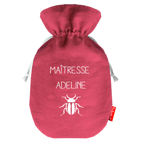 Bouillotte Pour Maîtresse En Lin De Couleur Rose Framboise Personnalis ...