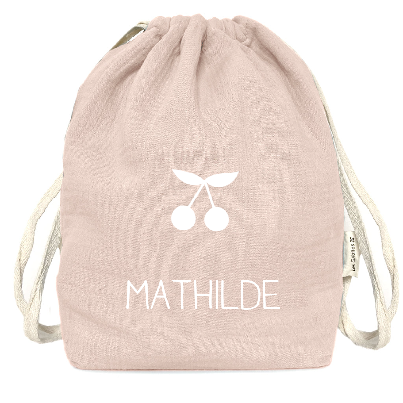 Sac à dos Cadeau bébé personnalisé Rose poudré Gaze de coton