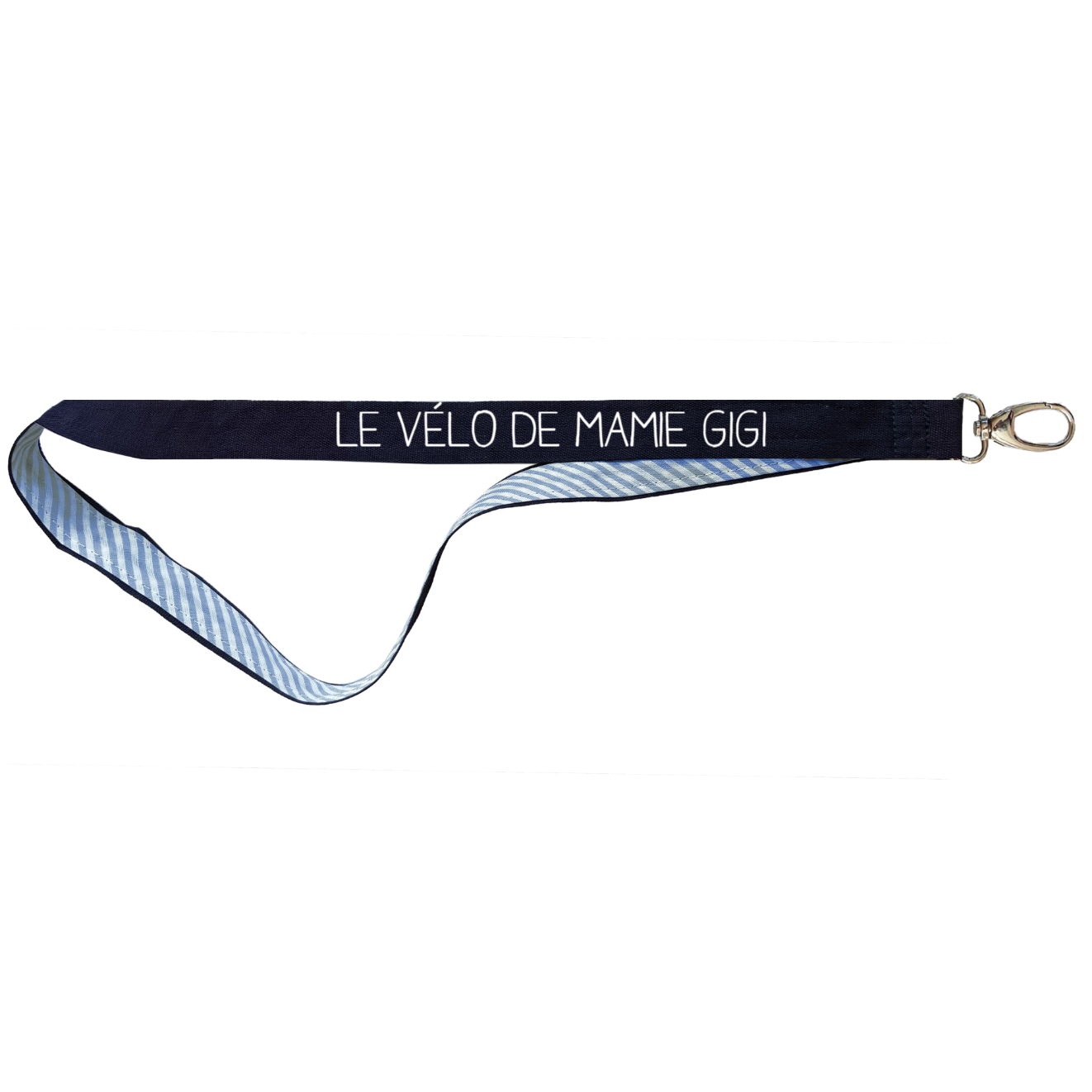 Porte clés Long Cadeau Fête des Mères / Grand-mères personnalisé Bleu rayure bleues