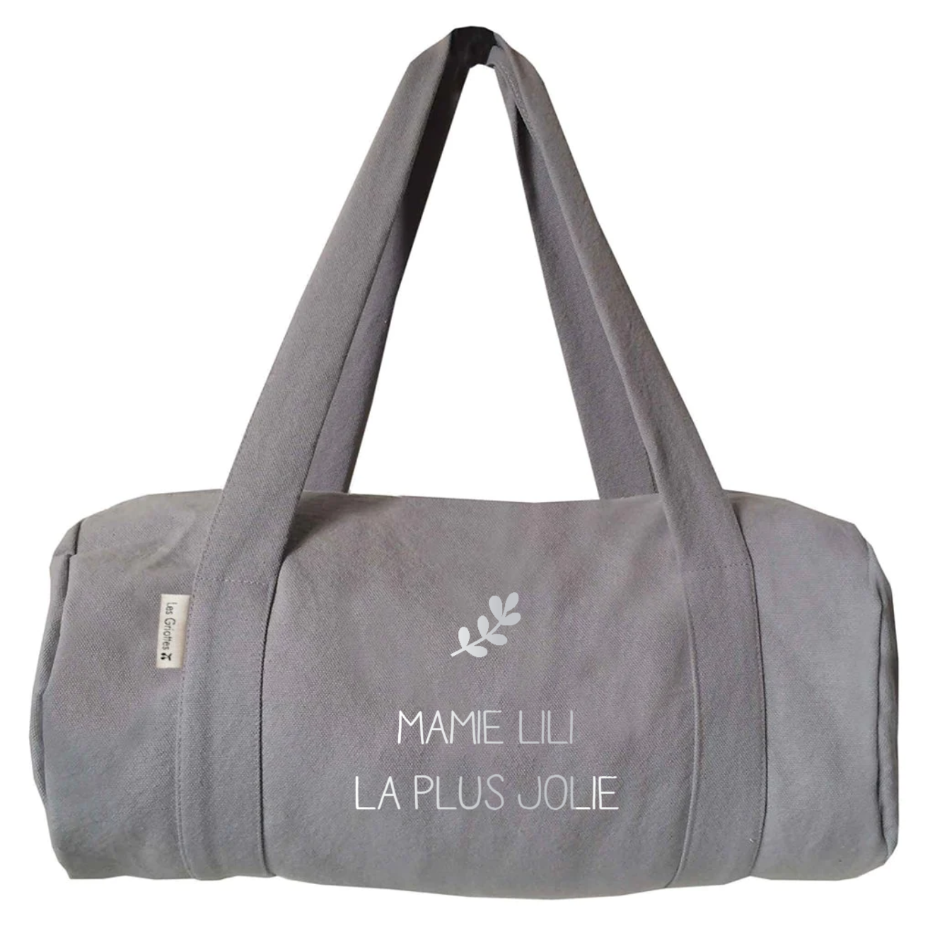 Sac polochon Cadeau Fête des Mères / Grand-mères personnalisé Gris ciment Coton