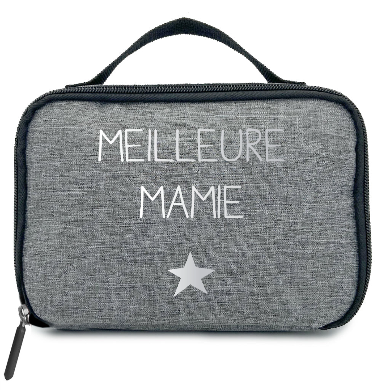 Sac isotherme Petit modèle Cadeau Fête des Mères/Grand-mères personnalisé gris chiné