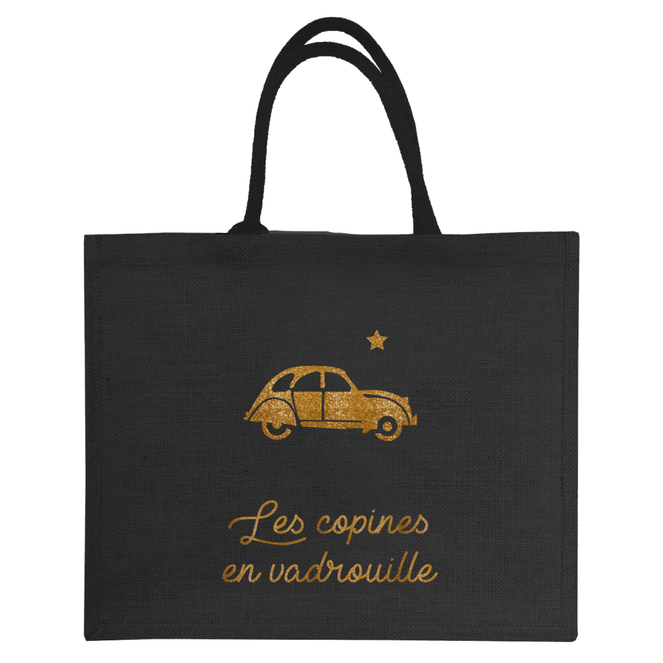 Cabas de plage personnalisé Toile de jute noire