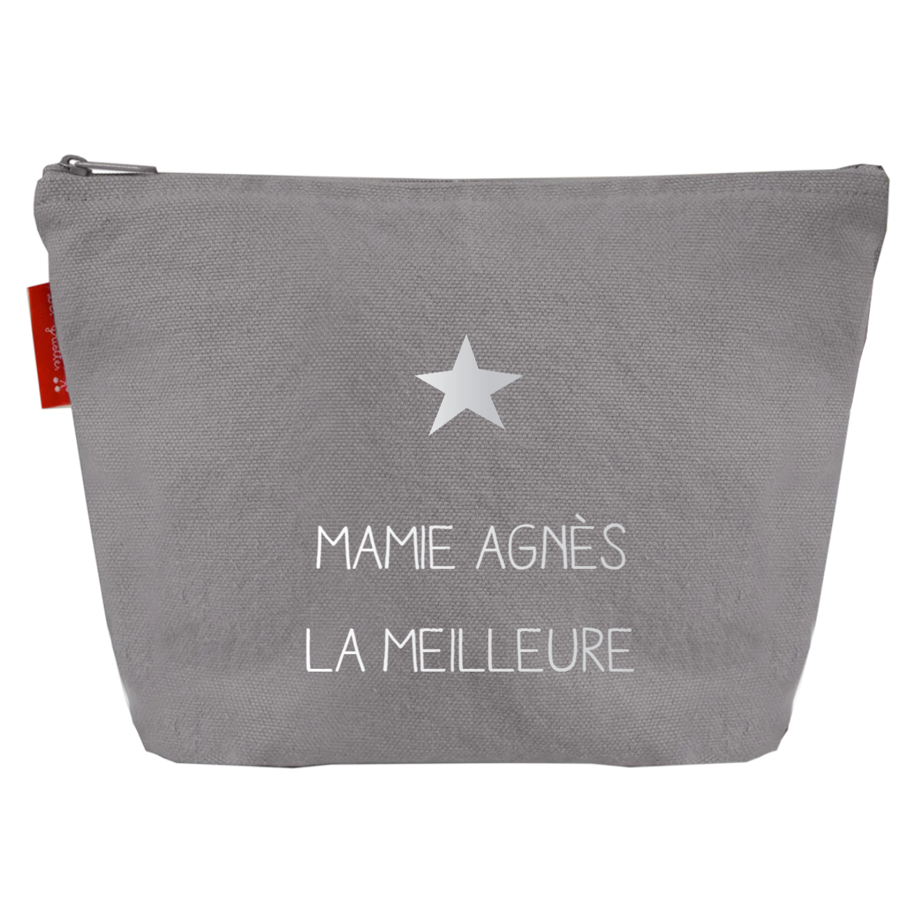 Trousse de toilette Cadeau Fête des Mères et Grand-mères personnalisé Gris ciment Coton