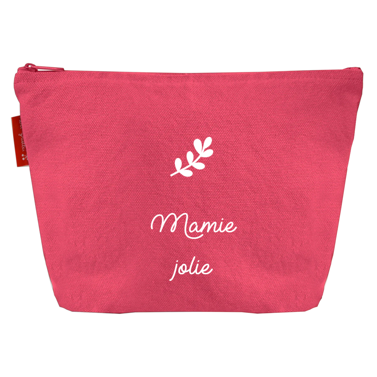 Trousse de toilette Cadeau Fête des Mères et Grand-mères personnalisé Rose grenadine Coton