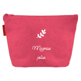 Trousse de toilette Cadeau Fête des Mères et Grand-mères personnalisé Rose grenadine Coton