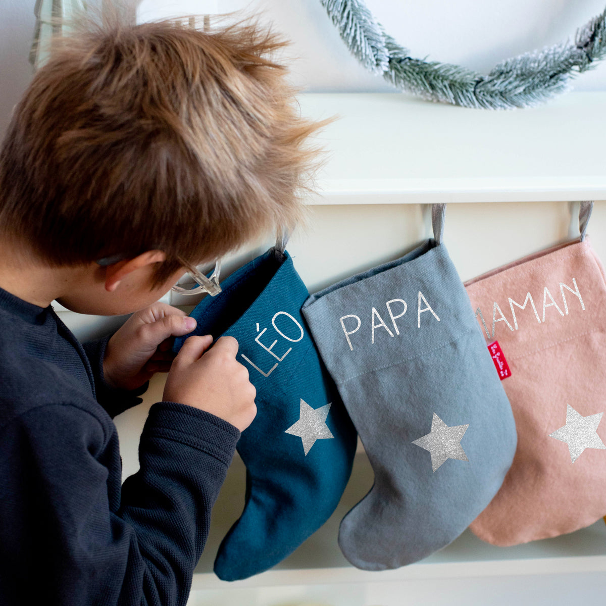 Chaussette Cadeau de Noël  personnalisé verte