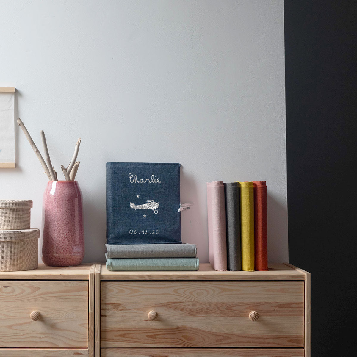 Livre de naissance Cadeau Bébé personnalisé Terracotta Lin