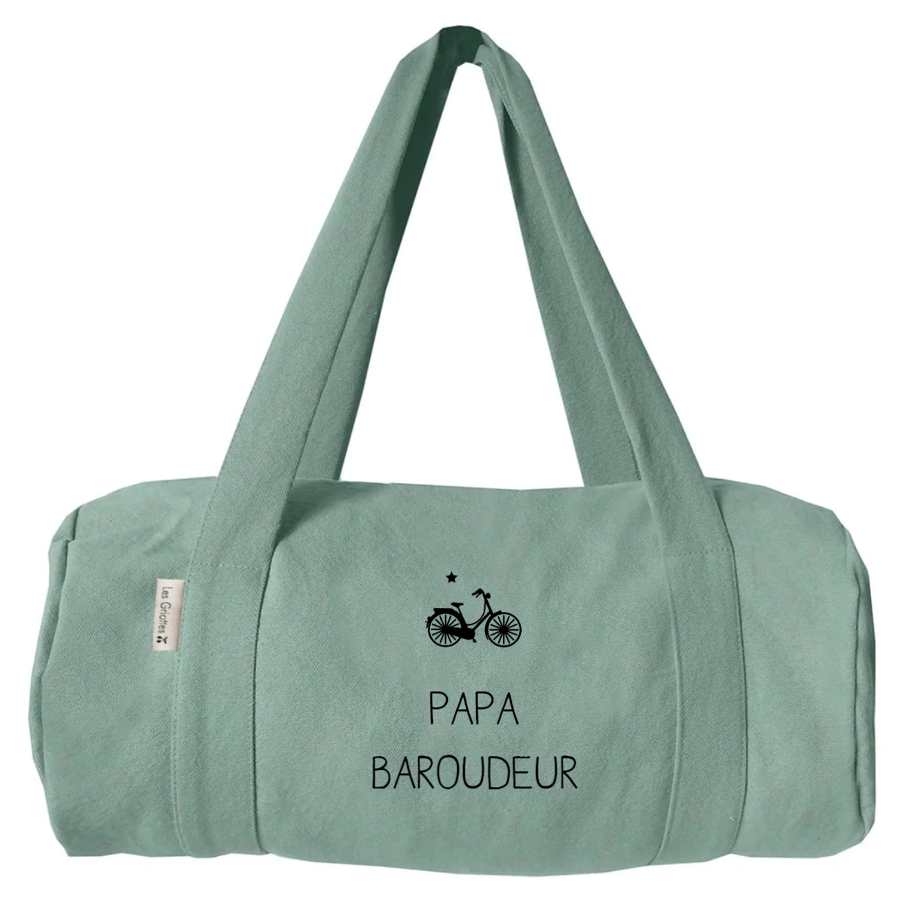 Sac polochon Cadeau Fête des Pères / Grands-pères personnalisé Vert amande Coton