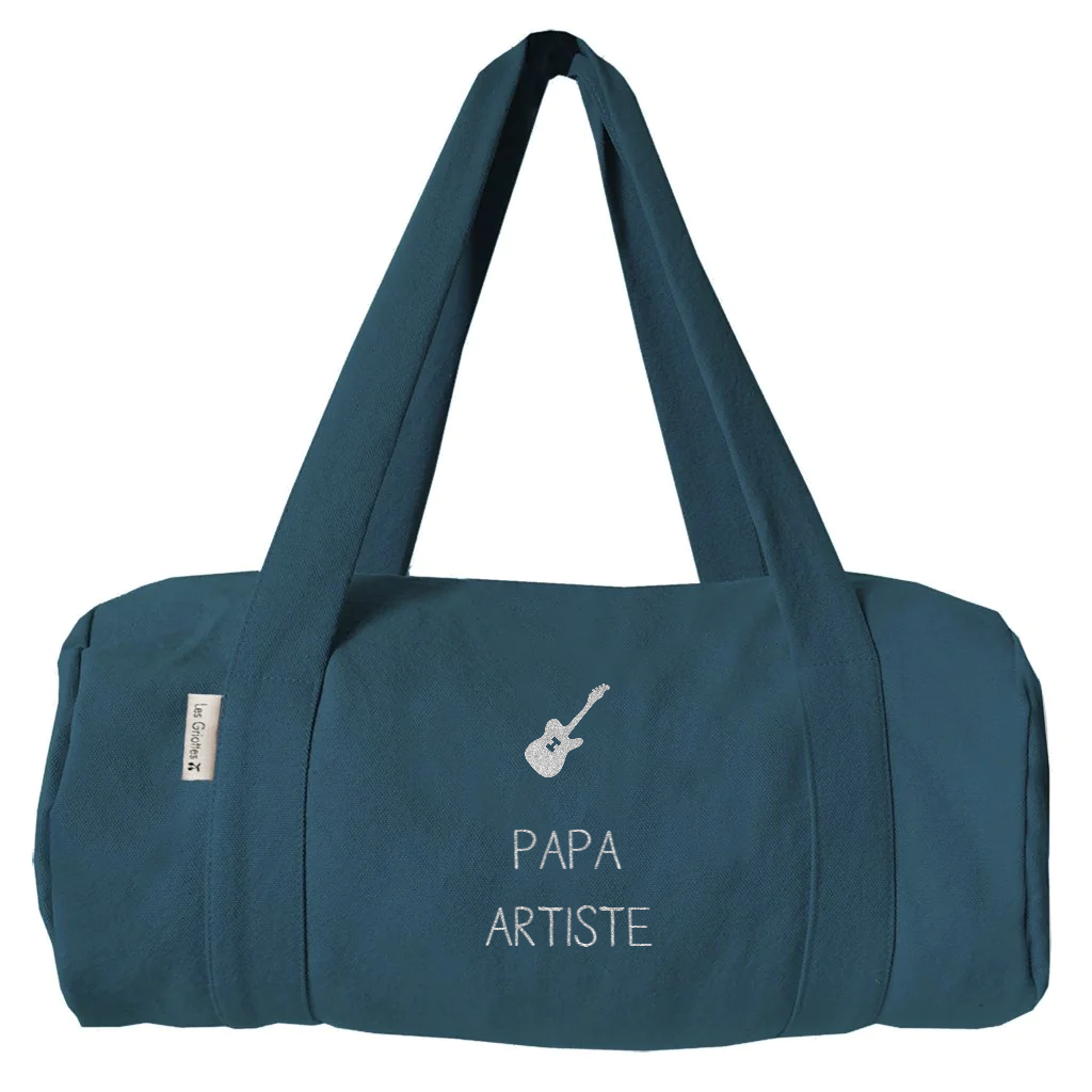 Sac polochon Cadeau Fête des Pères / Grands-pères personnalisé Bleu pétrole Coton