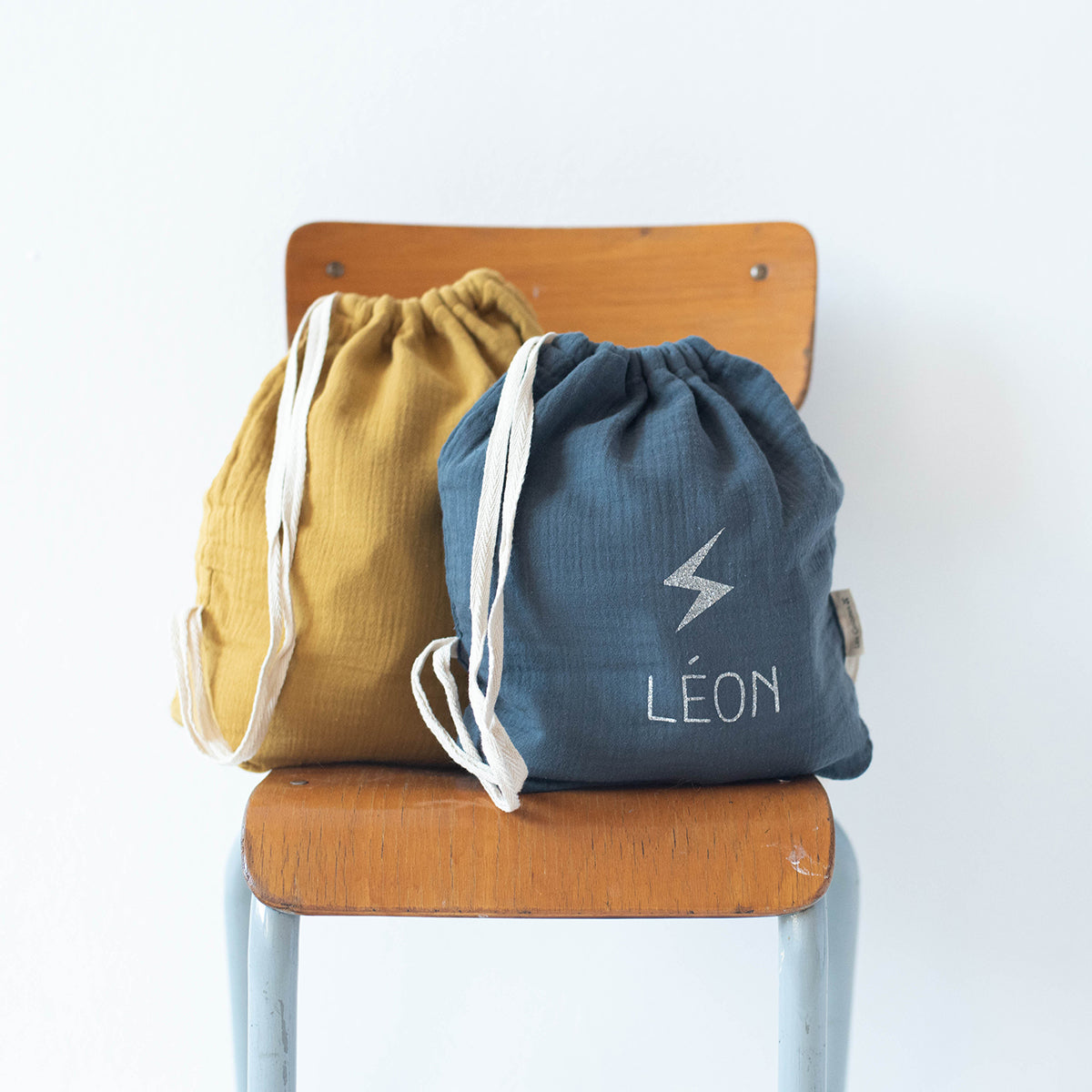 Sac à dos Cadeau bébé personnalisé Vert amande Gaze de coton