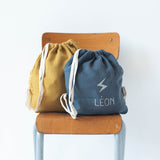 Sac à dos Cadeau bébé personnalisé Jaune moutarde Gaze de coton