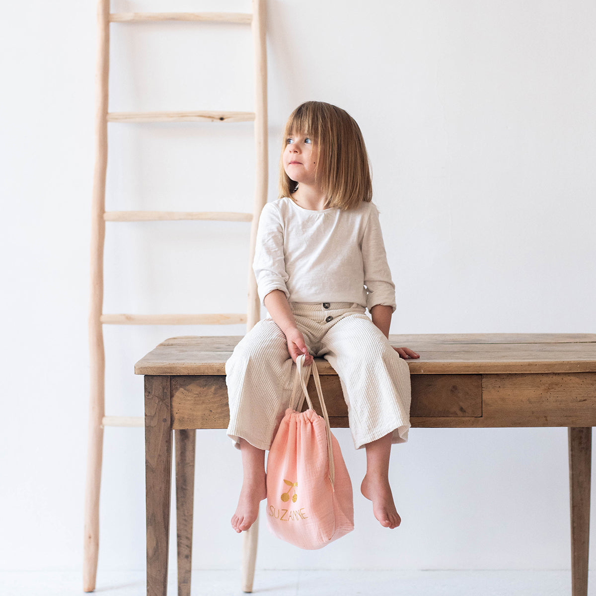 Sac à dos Cadeau bébé personnalisé Vert amande Gaze de coton
