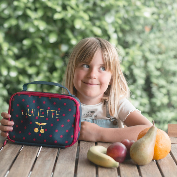 Sac à goûter isotherme Petit modèle Cadeau Enfant personnalisé bleu po - Les griottes
