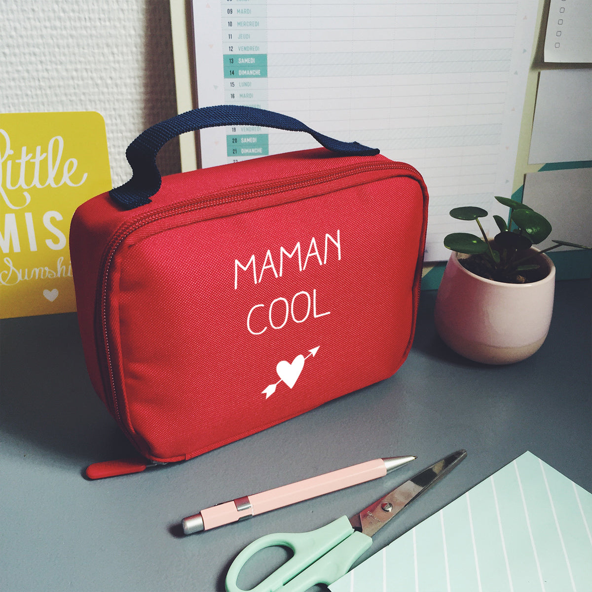 Sac isotherme Petit modèle Cadeau Fête des Mères/Grand-mères personnalisé Rouge