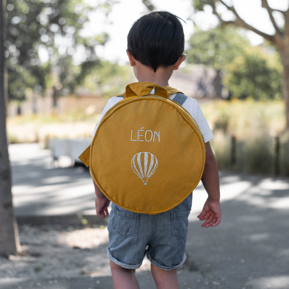 Sac à dos enfant personnalisé Jaune moutarde Coton