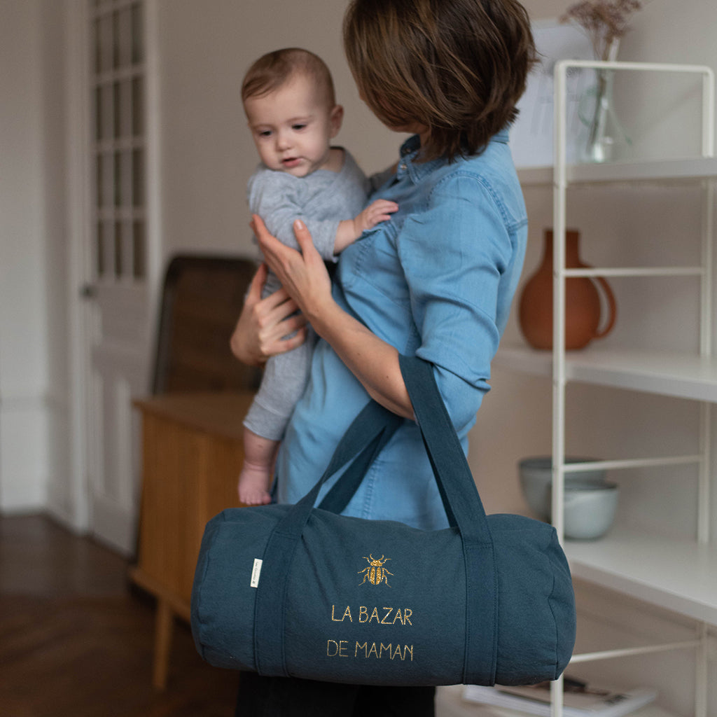 Sac polochon Cadeau Fête des Mères / Grand-mères personnalisé Jaune moutarde Coton