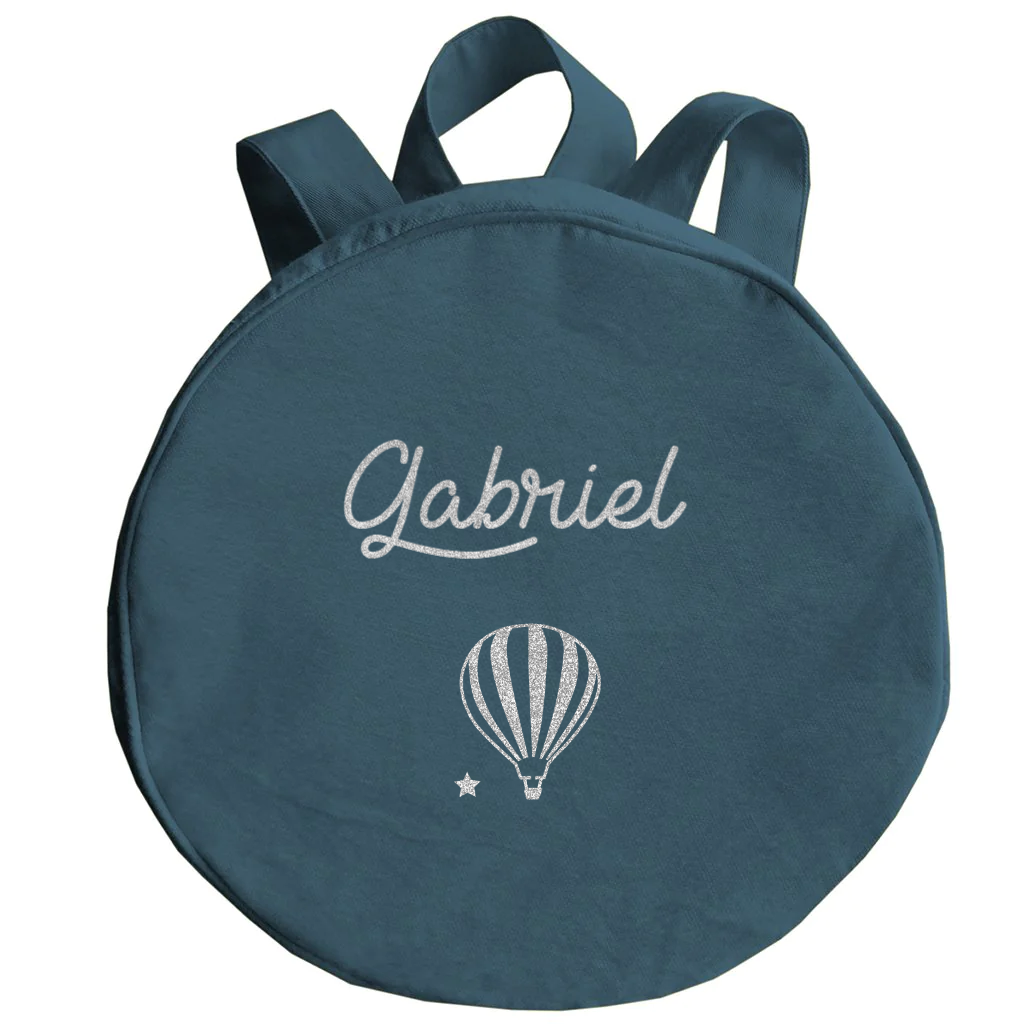 Sac à dos enfant personnalisé Bleu pétrole Coton