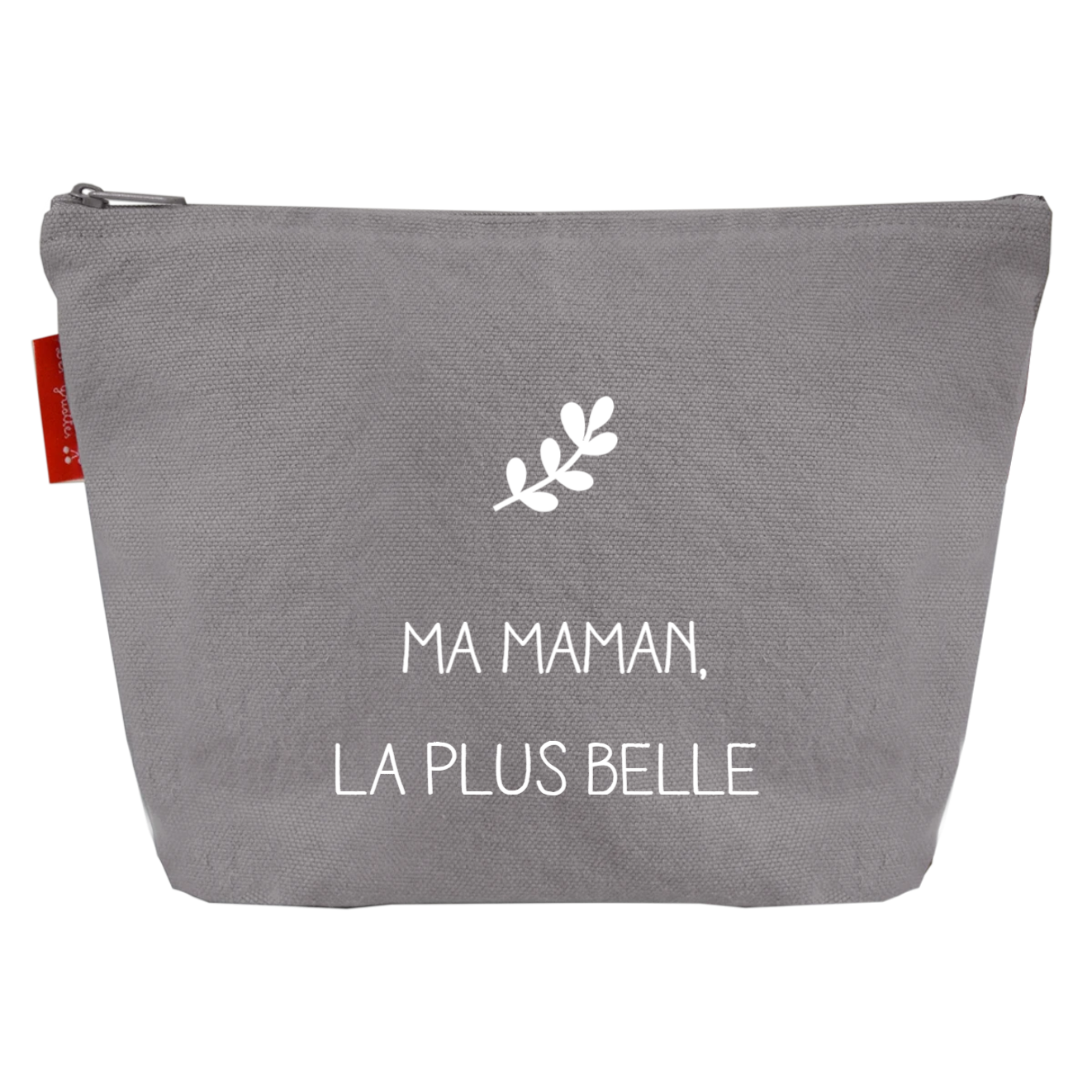 Trousse de toilette Cadeau Fête des Mères et Grand-mères personnalisé Gris ciment Coton