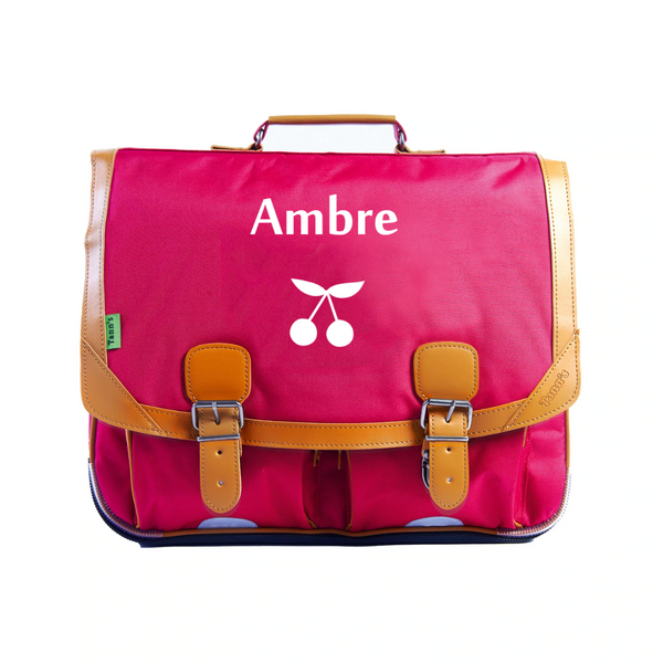 Cartable Tann s CE2 CM1 CM2 personnalise Rose vif Les griottes