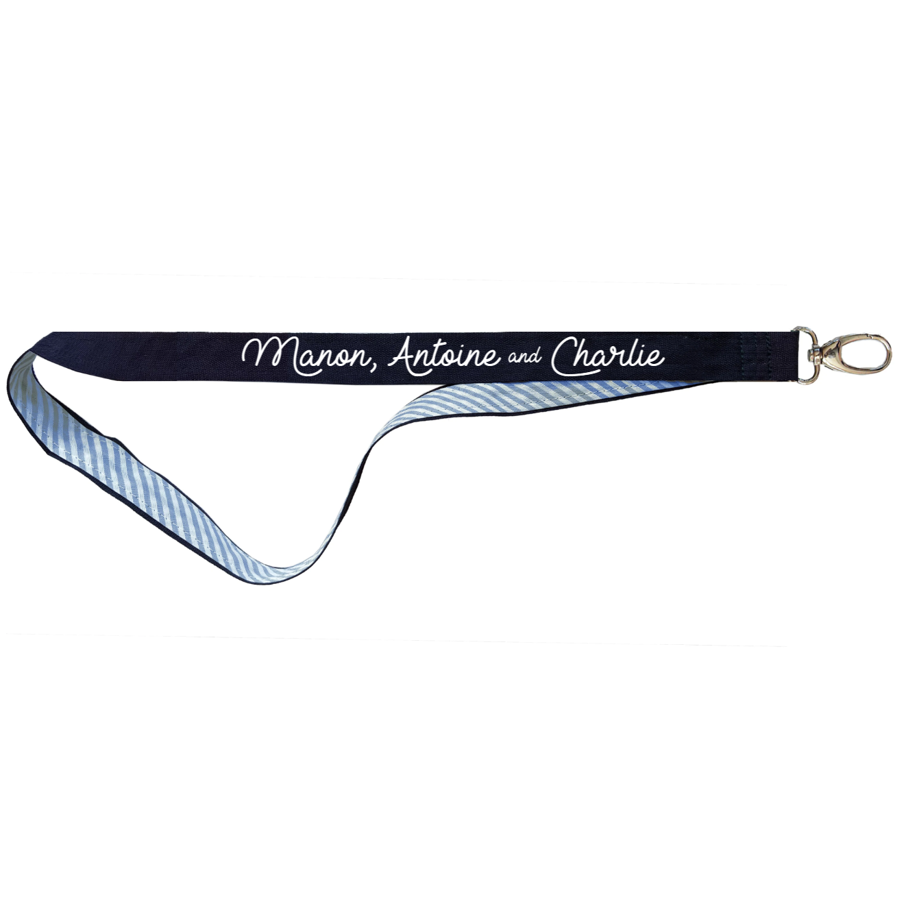 Porte clés Long Cadeau Fête des Mères / Grand-mères personnalisé Bleu rayure bleues