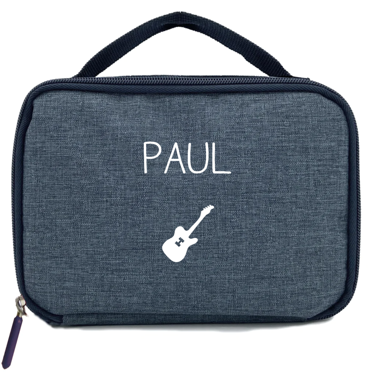 Sac à goûter isotherme Petit modèle Ecole personnalisé bleu chiné