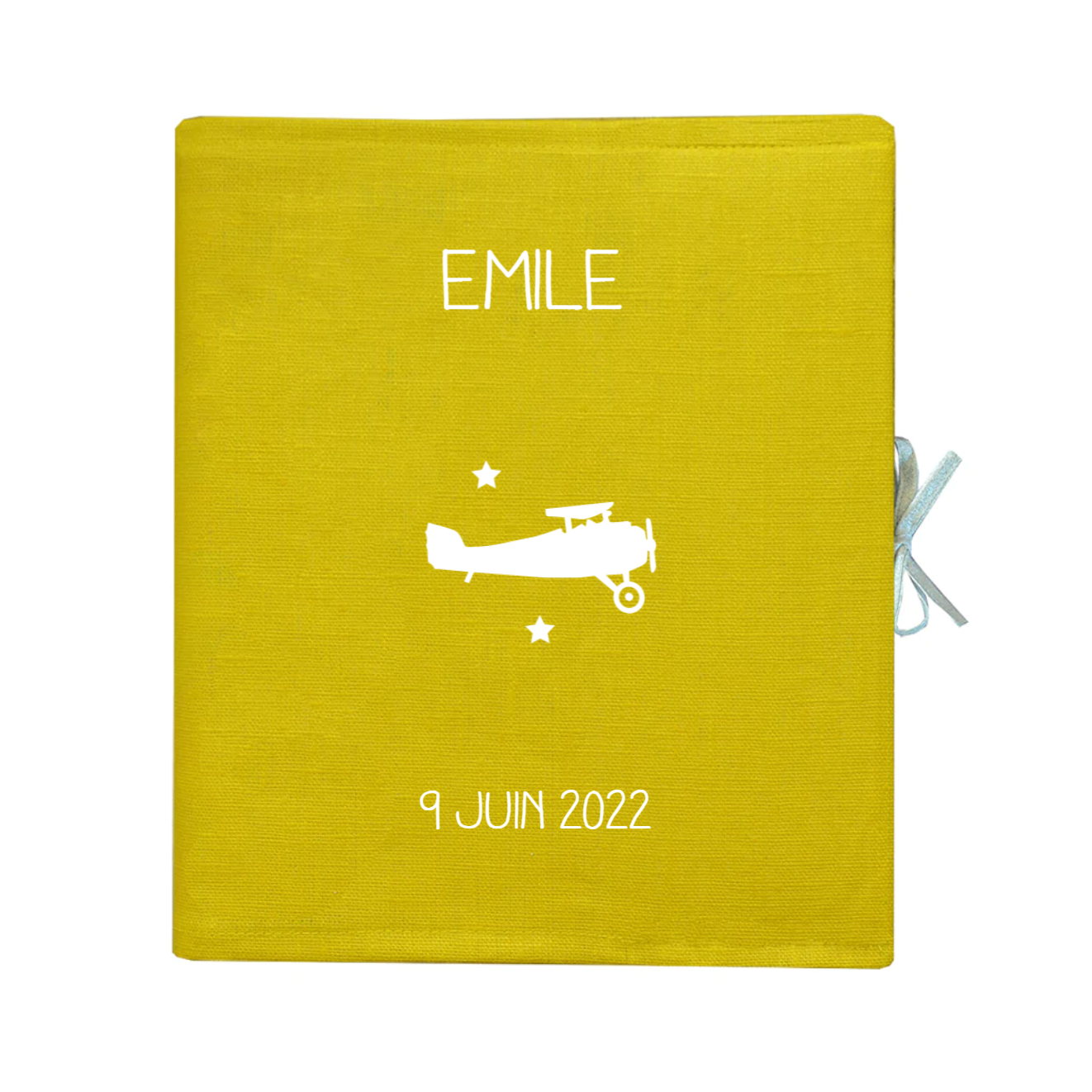 Livre de naissance Cadeau Bébé personnalisé Jaune Lin