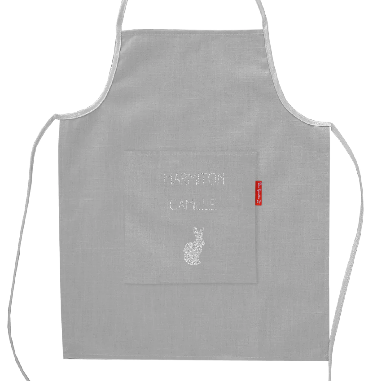 Tablier enfant personnalisé Gris clair Lin enduit
