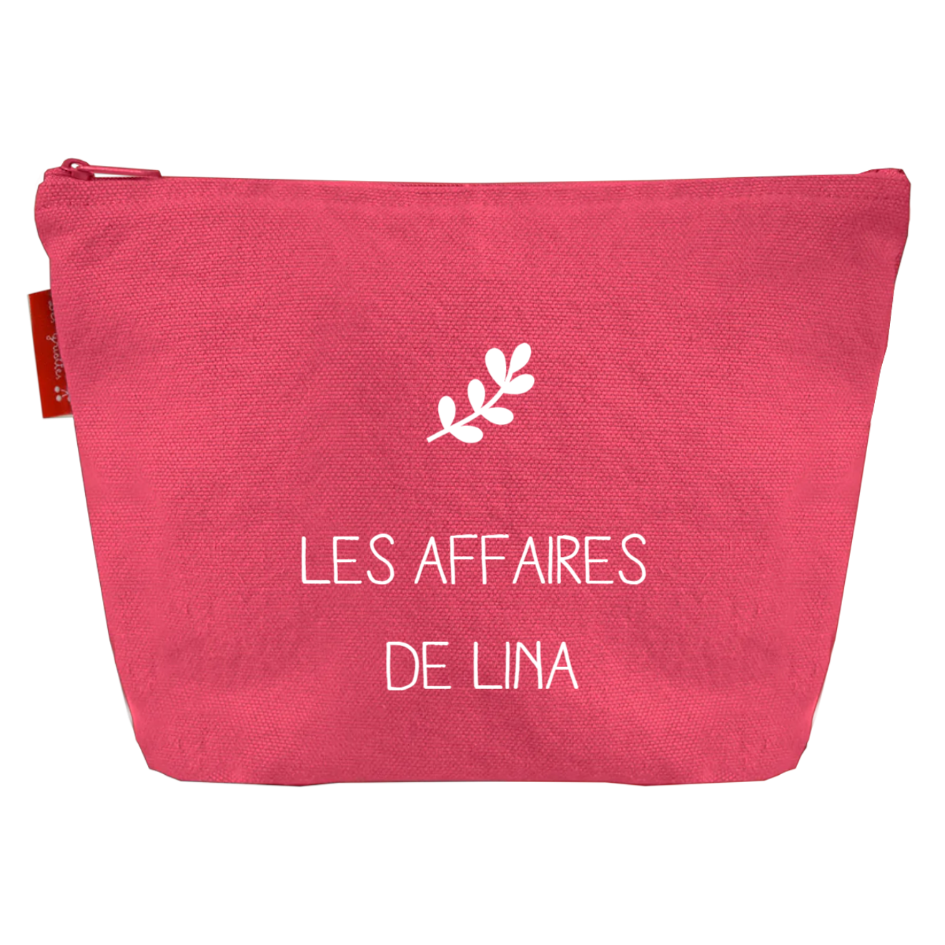 Pochette Ecole personnalisée Rose grenadine Coton