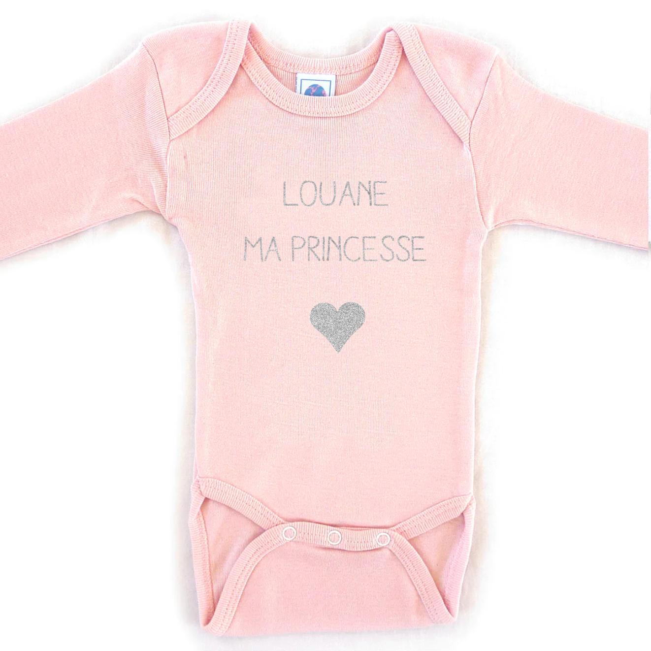 Body Bébé personnalisé Rose pâle Coton