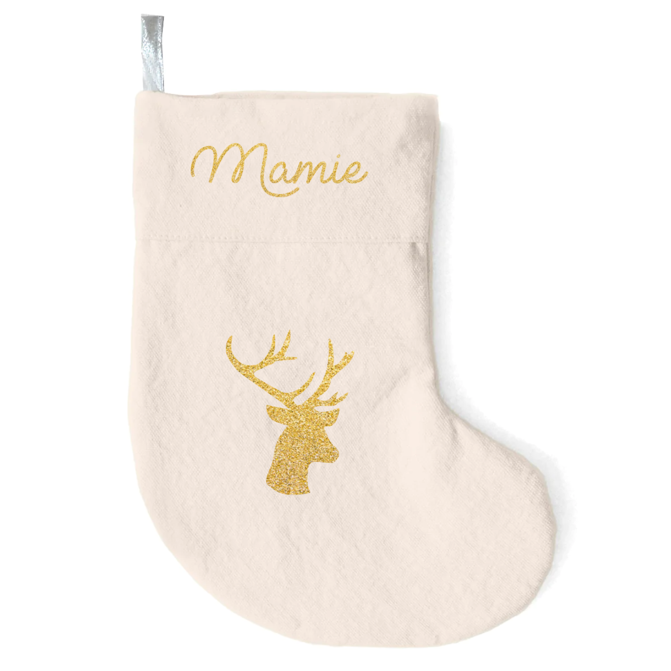 Chaussette Cadeau de Noël  personnalisé crème