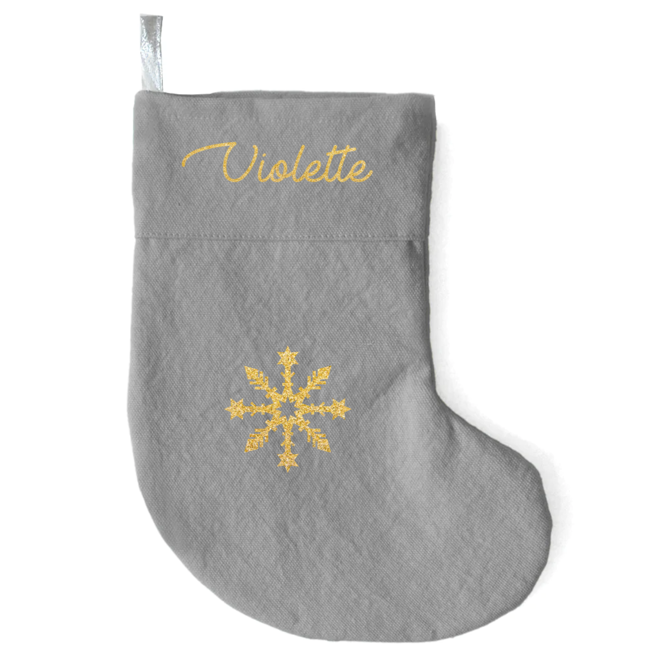 Chaussette Cadeau de Noël personnalisé grise