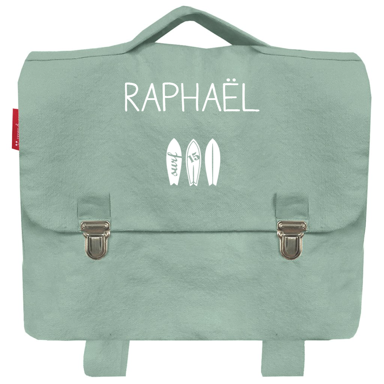 Cartable maternelle personnalisé Vert amande Coton
