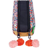 Trousse Tann's double personnalisée Fleuri pompons