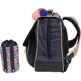Cartable Tann's CP CE1 CE2 personnalisé Fleuri pompons avec porte gourde